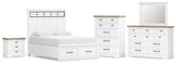 Ashbryn 7-Piece Queen Panel Storage Bed with Mirrored Dresser, Chest and Nightstand (Queen Storage Footboard, Queen Panel Headboard with Roll Slats, Queen/King Panel Rails, Dresser, Bedroom Mirror, Chest of Drawers, Nightstand)