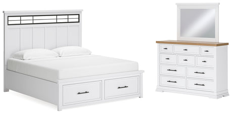 Ashbryn King Panel Storage Bed, Dresser and Mirror (Bed Size: King)