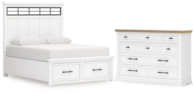 Ashbryn 4-Piece King Panel Storage Bed with Dresser (King/California King Storage Footboard, King/California King Panel Headboard with Roll Slats, Queen/King Panel Rails, Dresser)