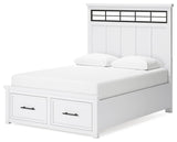 Ashbryn 7-Piece Queen Panel Storage Bed with Mirrored Dresser, Chest and Nightstand (Queen Storage Footboard, Queen Panel Headboard with Roll Slats, Queen/King Panel Rails, Dresser, Bedroom Mirror, Chest of Drawers, Nightstand)