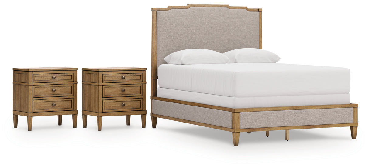 Sharlance 4-Piece Queen Upholstered Panel Bed with 2 Nightstands (Queen Upholstered Panel Footboard/Rails/Slats, Queen Upholstered Panel Headboard, Nightstand, Nightstand)