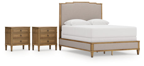 Sharlance 4-Piece Queen Upholstered Panel Bed with 2 Nightstands (Queen Upholstered Panel Footboard/Rails/Slats, Queen Upholstered Panel Headboard, Nightstand, Nightstand)