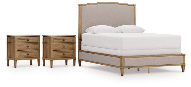 Sharlance 4-Piece Queen Upholstered Panel Bed with 2 Nightstands (Queen Upholstered Panel Footboard/Rails/Slats, Queen Upholstered Panel Headboard, Nightstand, Nightstand)