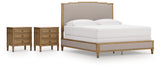 Sharlance 4-Piece King Upholstered Panel Bed with 2 Nightstands (King/California King Upholstered Panel Footboard/Rails/Slats, King/California King Upholstered Panel Headboard, Nightstand, Nightstand)