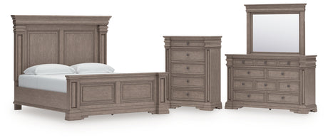 Blairhurst 6-Piece King Panel Bed with Mirrored Dresser and Chest (King/California King Panel Footboard with Slats, King/California King Panel Headboard, Queen/King Panel Rails, Dresser, Bedroom Mirror, Chest of Drawers)