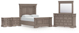 Blairhurst 7-Piece Queen Panel Bed with Mirrored Dresser and 2 Nightstands (Queen Panel Footboard with Slats, Queen Panel Headboard, Queen/King Panel Rails, Dresser, Bedroom Mirror, Nightstand, Nightstand)