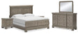 Lexorne 6-Piece King Sleigh Bed with Mirrored Dresser and 2 Nightstands (King Sleigh Footboard with Rails, King/California King Panel Headboard, Dresser, Bedroom Mirror, Nightstand, Nightstand)