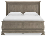 Lexorne 5-Piece King Sleigh Bed with Mirrored Dresser and Nightstand (King Sleigh Footboard with Rails, King/California King Panel Headboard, Dresser, Bedroom Mirror, Nightstand)