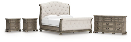 Ardenfield 6-Piece King Upholstered Sleigh Bed with Dresser and 2 Nightstands (King/California King Upholstered Sleigh Footboard/Slats, King/California King Upholstered Sleigh Headboard, Queen/King Sleigh Rails, Dresser, Nightstand, Nightstand)