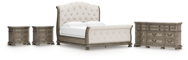 Ardenfield 6-Piece King Upholstered Sleigh Bed with Dresser and 2 Nightstands (King/California King Upholstered Sleigh Footboard/Slats, King/California King Upholstered Sleigh Headboard, Queen/King Sleigh Rails, Dresser, Nightstand, Nightstand)