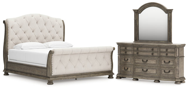 Ardenfield 4-Piece California King Upholstered Sleigh Bed with Dresser (King/California King Upholstered Sleigh Footboard/Slats, King/California King Upholstered Sleigh Headboard, California King Sleigh Rails, Dresser)