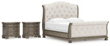Ardenfield 5-Piece California King Upholstered Sleigh Bed with 2 Nightstands (King/California King Upholstered Sleigh Footboard/Slats, King/California King Upholstered Sleigh Headboard, California King Sleigh Rails, Nightstand, Nightstand)