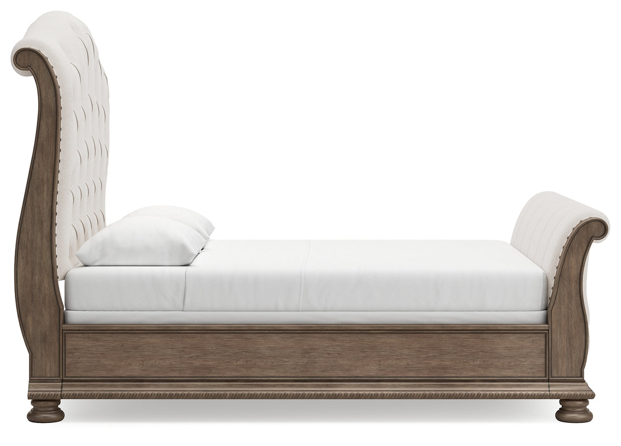 Ardenfield 4-Piece Queen Upholstered Sleigh Bed with Dresser (Queen Upholstered Sleigh Footboard/Slats, Queen Upholstered Sleigh Headboard, Queen/King Sleigh Rails, Dresser)