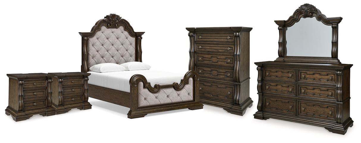 Maylee Queen Panel Bed, Dresser, Mirror, Chest and 2 Nightstands