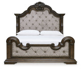 Maylee King Upholstered Bed, Dresser, Mirror, Chest and 2 Nightstands
