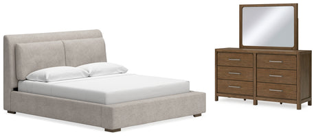 Cabalynn California King Upholstered Bed, Dresser and Mirror (Bed Size: California King)
