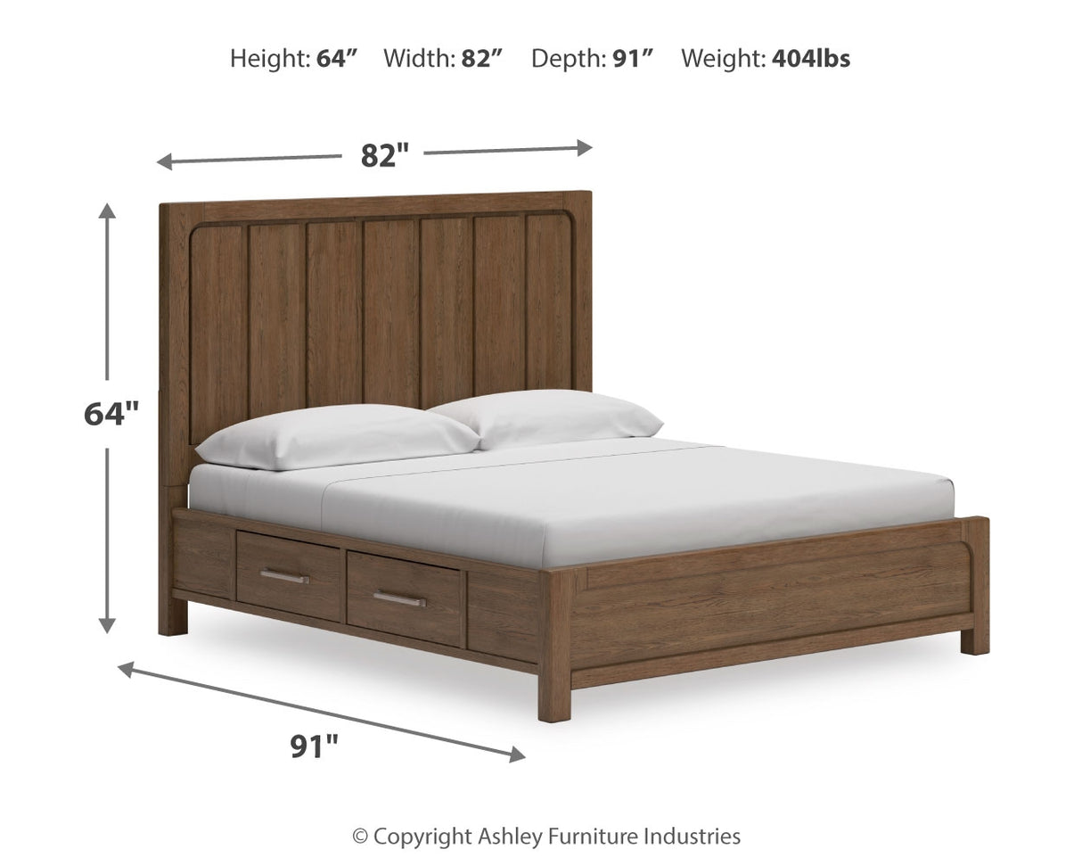 Cabalynn California King Panel Bed with Storage, Dresser and Mirror (Bed Size: California King)