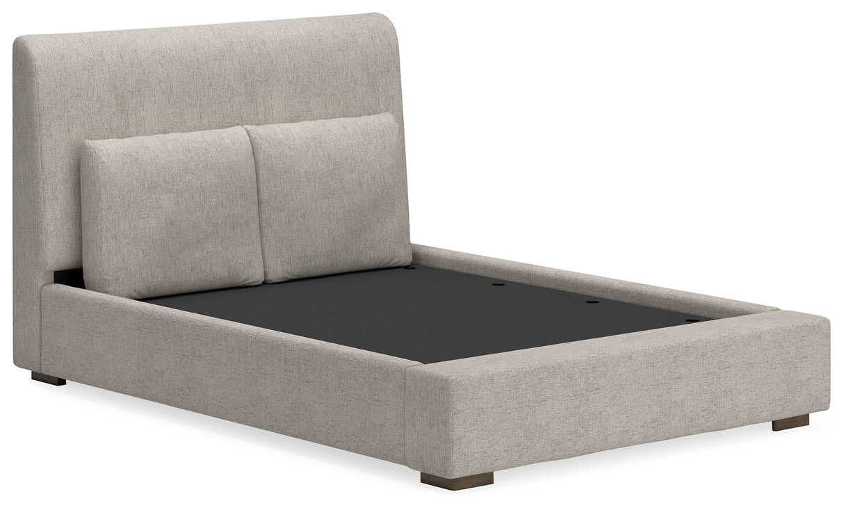 Cabalynn 6-Piece Queen Upholstered Bed with Mirrored Dresser and 2 Nightstands (Queen Upholstered Footboard with Rails, Queen Upholstered Headboard, Dresser, Bedroom Mirror, Nightstand, Nightstand)