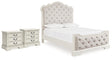 Arlendyne Queen Upholstered Panel Bed and 2 Nightstands