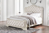 Arlendyne 6-Piece King Upholstered Bed with Mirrored Dresser and Chest (King/California King Upholstered Panel Footboard with Slats, King/California King Upholstered Panel Headboard, Queen/King Panel Rails, Dresser, Bedroom Mirror, Chest of Drawers)
