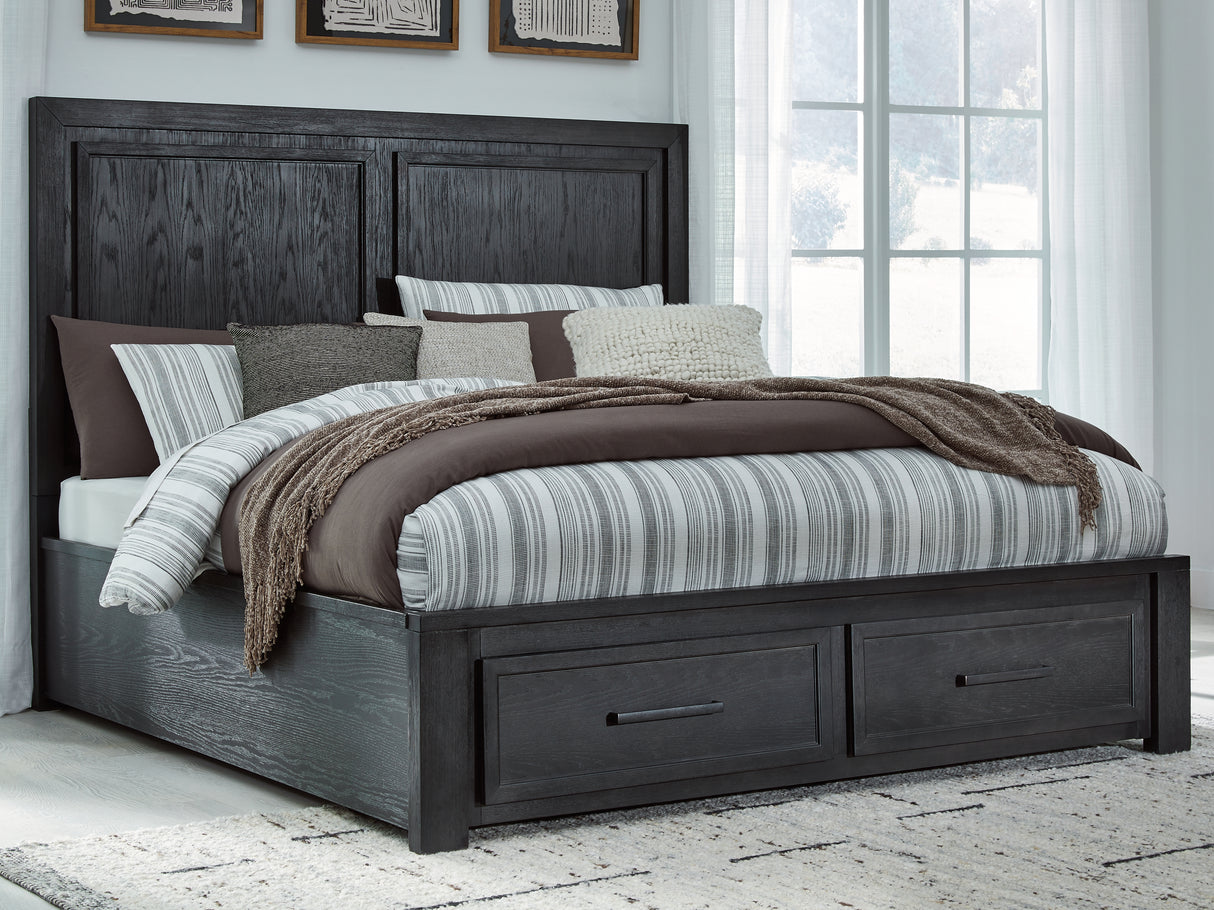 Foyland King Panel Storage Bed and 2 Chests