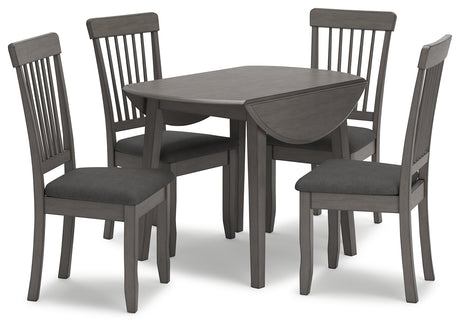 Shullden 5-Piece Dining Table and 4 Chairs (Drop Leaf Dining Table, Dining Chair, Dining Chair, Dining Chair, Dining Chair)