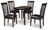 Hammis 5-Piece Dining Table and 4 Chairs (Dining Drop Leaf Table, Dining Chair, Dining Chair, Dining Chair, Dining Chair)