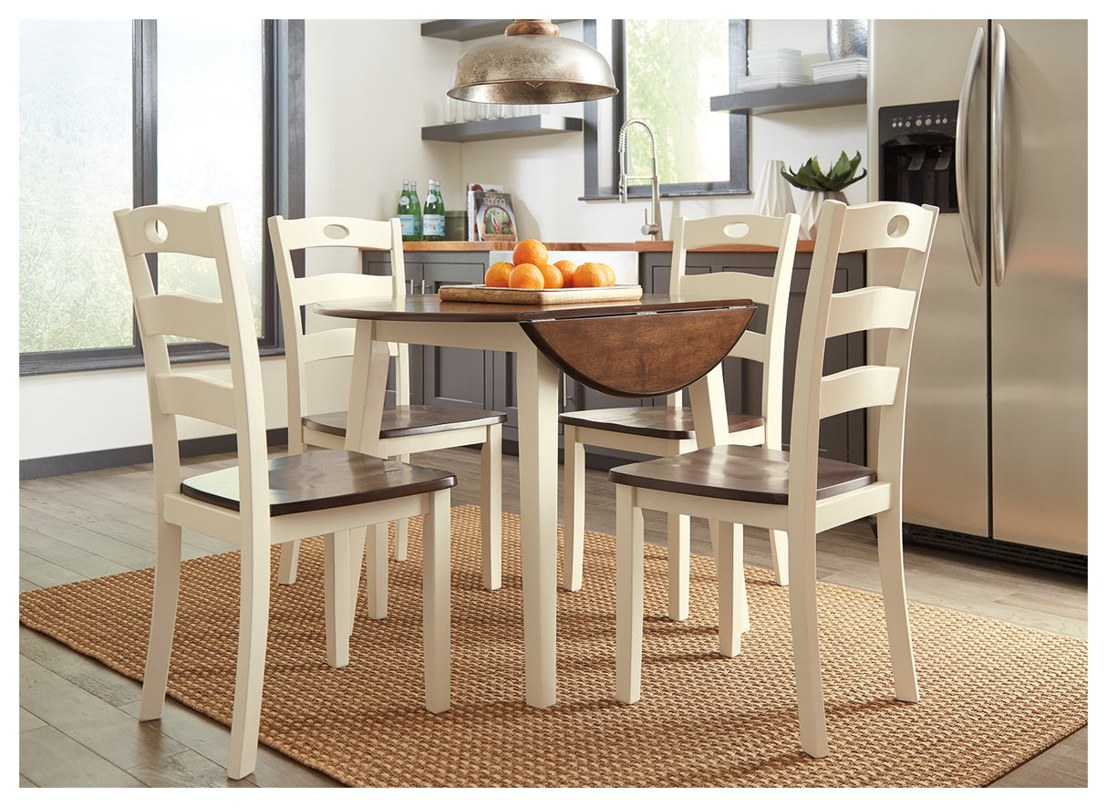 Woodanville 5-Piece Dining Table and 4 Chairs (Dining Chair, Dining Chair, Dining Chair, Dining Chair, Dining Drop Leaf Table)