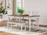 Skempton 4-Piece Dining Table and 2 Chairs and Bench (Dining Table, Dining Chair, Dining Chair, Storage Bench)