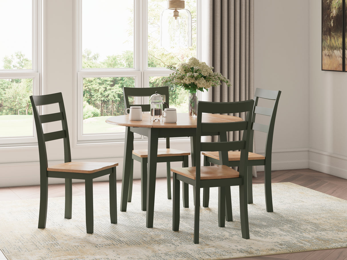 Gesthaven 5-Piece Dining Table and 4 Chairs (Dining Drop Leaf Table, Dining Chair, Dining Chair, Dining Chair, Dining Chair)