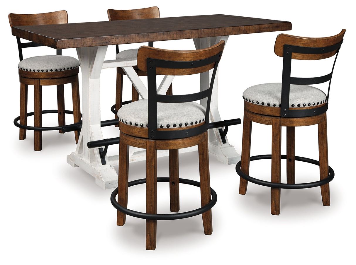 Valebeck 5-Piece Counter Height Dining Table and 4 Barstools (Counter Height Dining Table, Counter Height Bar Stool, Counter Height Bar Stool, Counter Height Bar Stool, Counter Height Bar Stool)