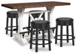 Valebeck Counter Height Dining Table and 4 Barstools