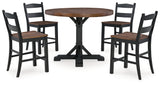 Valebeck Counter Height Dining Table and 4 Barstools