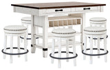 Valebeck Counter Height Dining Table and 6 Barstools