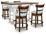 Valebeck 5-Piece Counter Height Dining Table and 4 Barstools