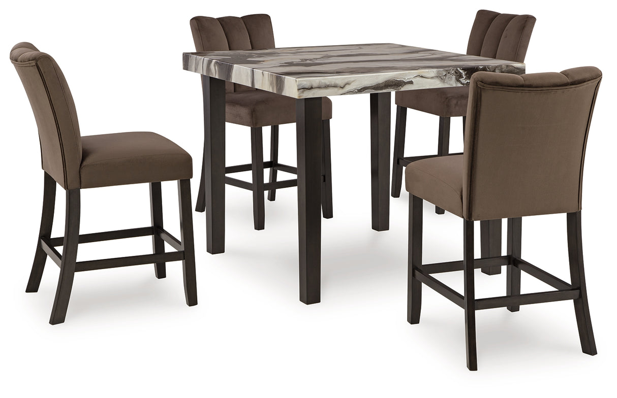 Jeshina 5-Piece Counter Height Dining Table and 4 Barstools (Counter Height Dining Table, Counter Height Barstool, Counter Height Barstool, Counter Height Barstool, Counter Height Barstool)