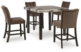 Jeshina 5-Piece Counter Height Dining Table and 4 Barstools (Counter Height Dining Table, Counter Height Barstool, Counter Height Barstool, Counter Height Barstool, Counter Height Barstool)