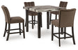 Jeshina 5-Piece Counter Height Dining Table and 4 Barstools (Counter Height Dining Table, Counter Height Barstool, Counter Height Barstool, Counter Height Barstool, Counter Height Barstool)