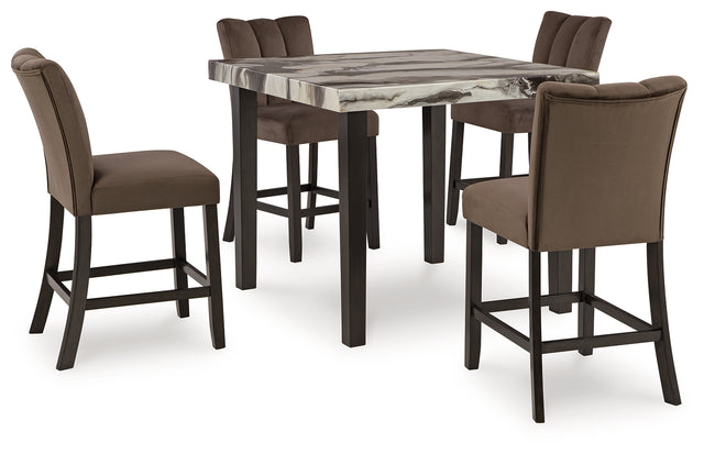 Jeshina 5-Piece Counter Height Dining Table and 4 Barstools (Counter Height Dining Table, Counter Height Barstool, Counter Height Barstool, Counter Height Barstool, Counter Height Barstool)