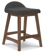 Lyncott Counter Height Bar Stool (Color: Charcoal/Brown, Barstool Height: Counter Height)
