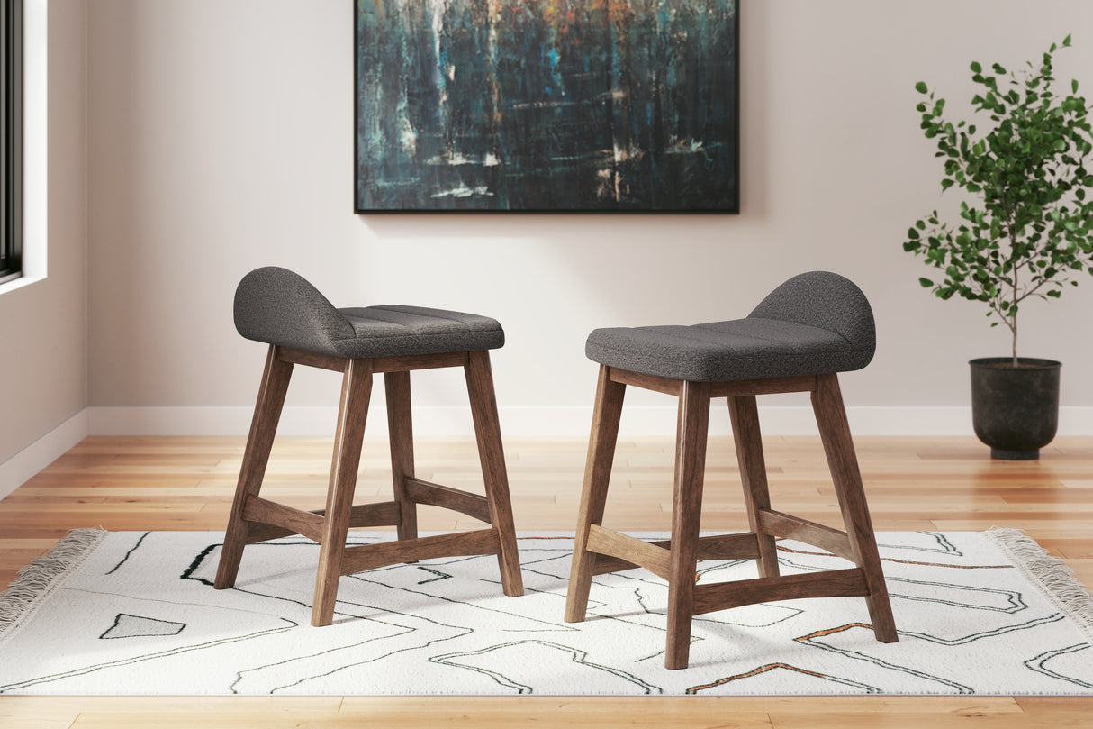 Lyncott Counter Height Bar Stool (Color: Charcoal/Brown, Barstool Height: Counter Height)