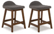 Lyncott Counter Height Bar Stool (Color: Charcoal/Brown, Barstool Height: Counter Height)