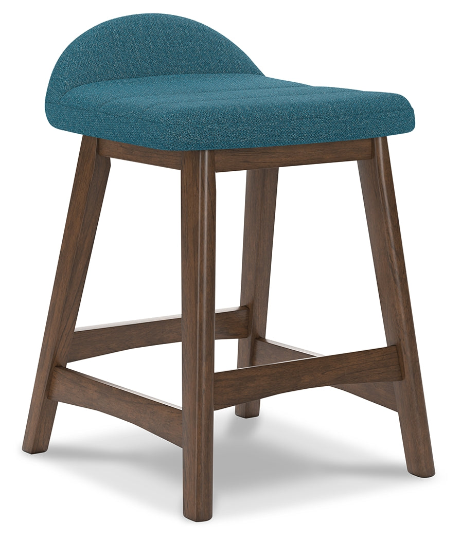 Lyncott Counter Height Bar Stool (Color: Blue/Brown, Barstool Height: Counter Height)