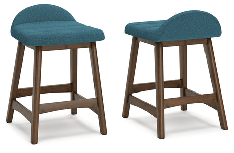 Lyncott Counter Height Bar Stool (Color: Blue/Brown, Barstool Height: Counter Height)