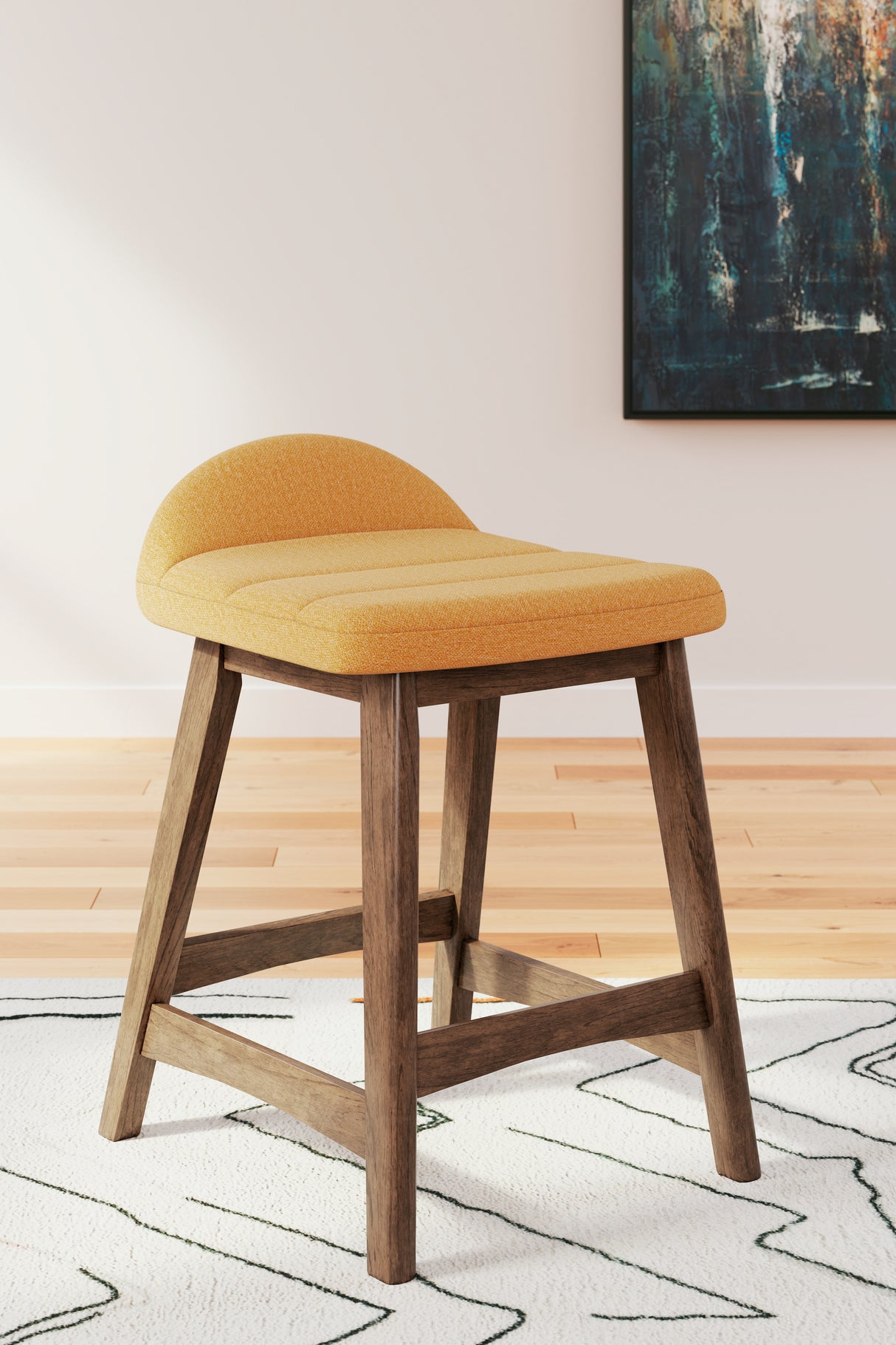 Lyncott Counter Height Bar Stool (Color: Mustard/Brown, Barstool Height: Counter Height)