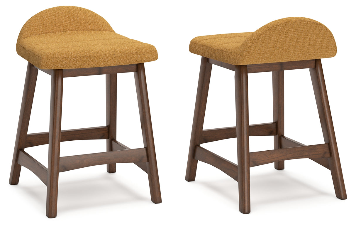 Lyncott Counter Height Bar Stool (Color: Mustard/Brown, Barstool Height: Counter Height)