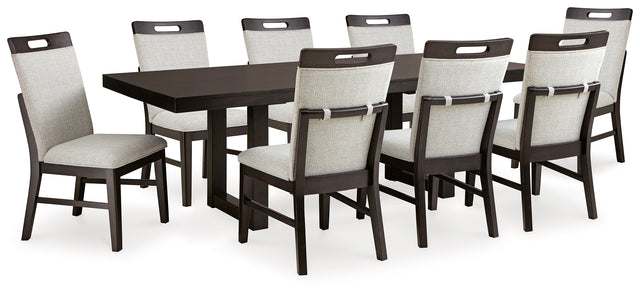 Neymorton 9-Piece Dining Table and 8 Chairs (Dining Extension Table, Dining Chair, Dining Chair, Dining Chair, Dining Chair, Dining Chair, Dining Chair, Dining Chair, Dining Chair)