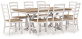 Purlaney 9-Piece Dining Table and 8 Chairs (Dining Butterfly Extension Table, Dining Chair, Dining Chair, Dining Chair, Dining Chair, Dining Chair, Dining Chair, Dining Chair, Dining Chair)