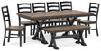 Wildenauer 8-Piece Dining Table and 6 Chairs and Bench (Dining Extension Table, Dining Chair, Dining Chair, Dining Chair, Dining Chair, Dining Chair, Dining Chair, 50" Dining Bench)