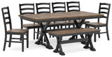 Wildenauer 8-Piece Dining Table and 6 Chairs and Bench (Dining Extension Table, Dining Chair, Dining Chair, Dining Chair, Dining Chair, Dining Chair, Dining Chair, 50" Dining Bench)